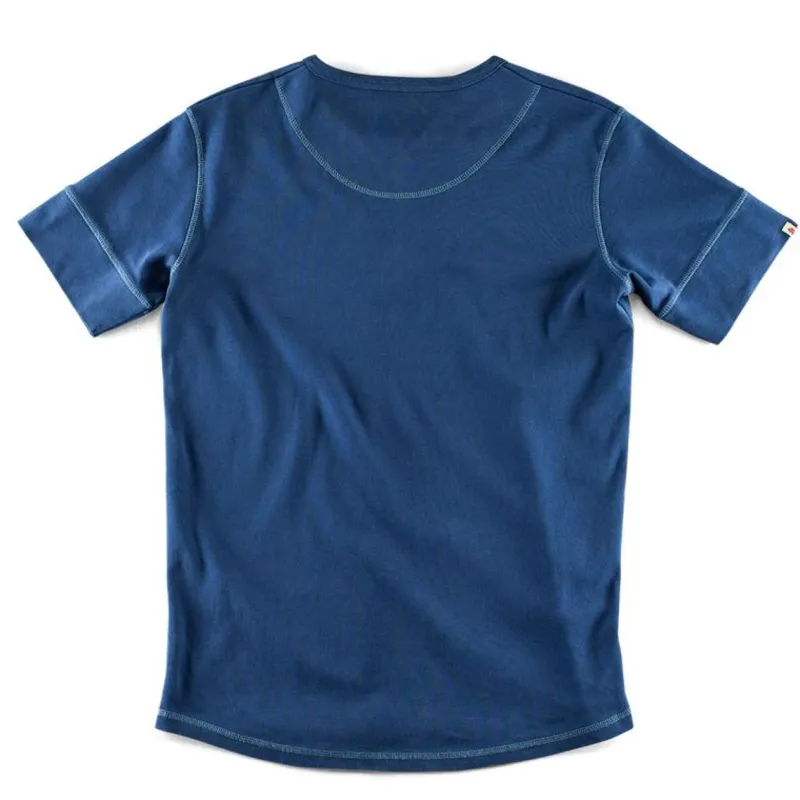 &SONS The New Elder Henley Short Sleeve Shirt Indigo Outlet