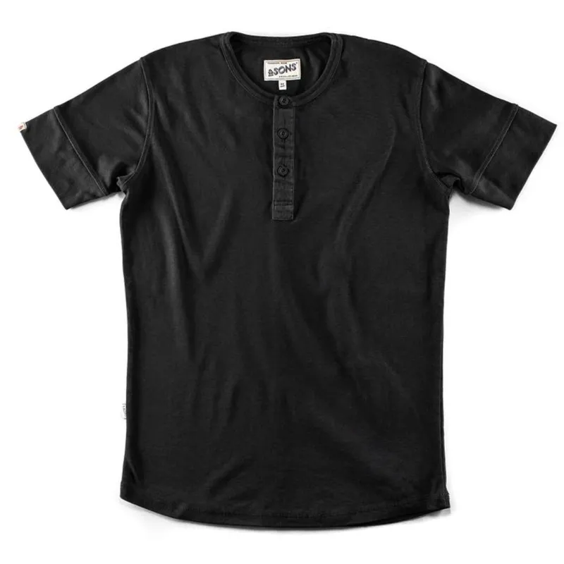 &SONS The New Elder Henley Short Sleeve Shirt Black Online