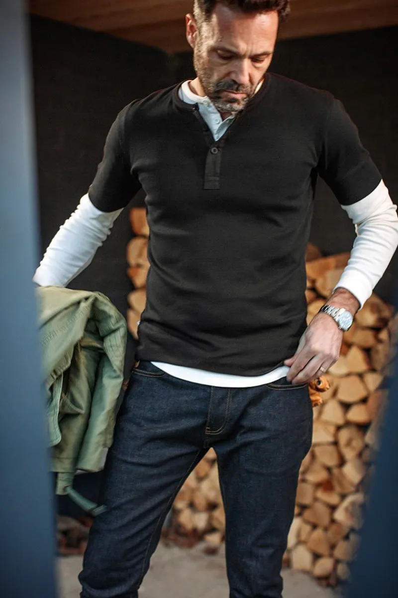 &SONS The New Elder Henley Short Sleeve Shirt Black Online