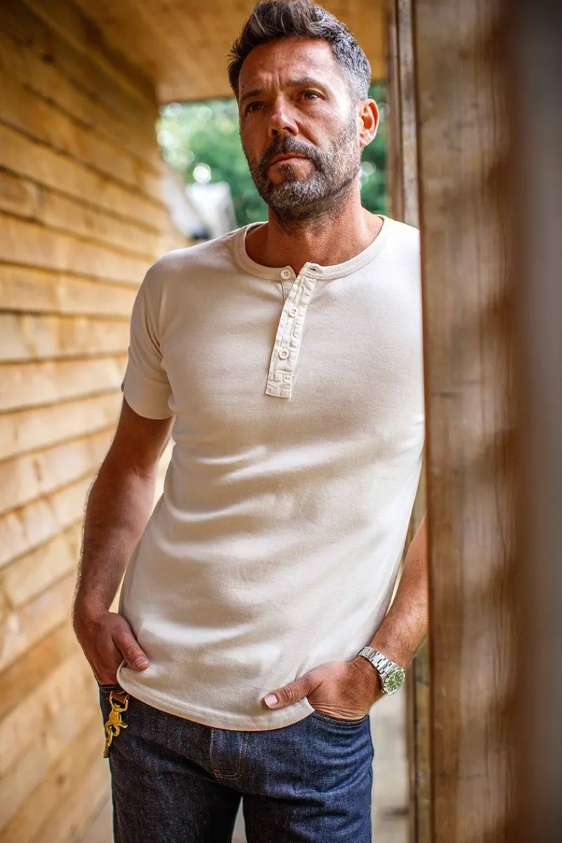 &SONS The New Elder Henley Short Sleeve Shirt Raw Cheap