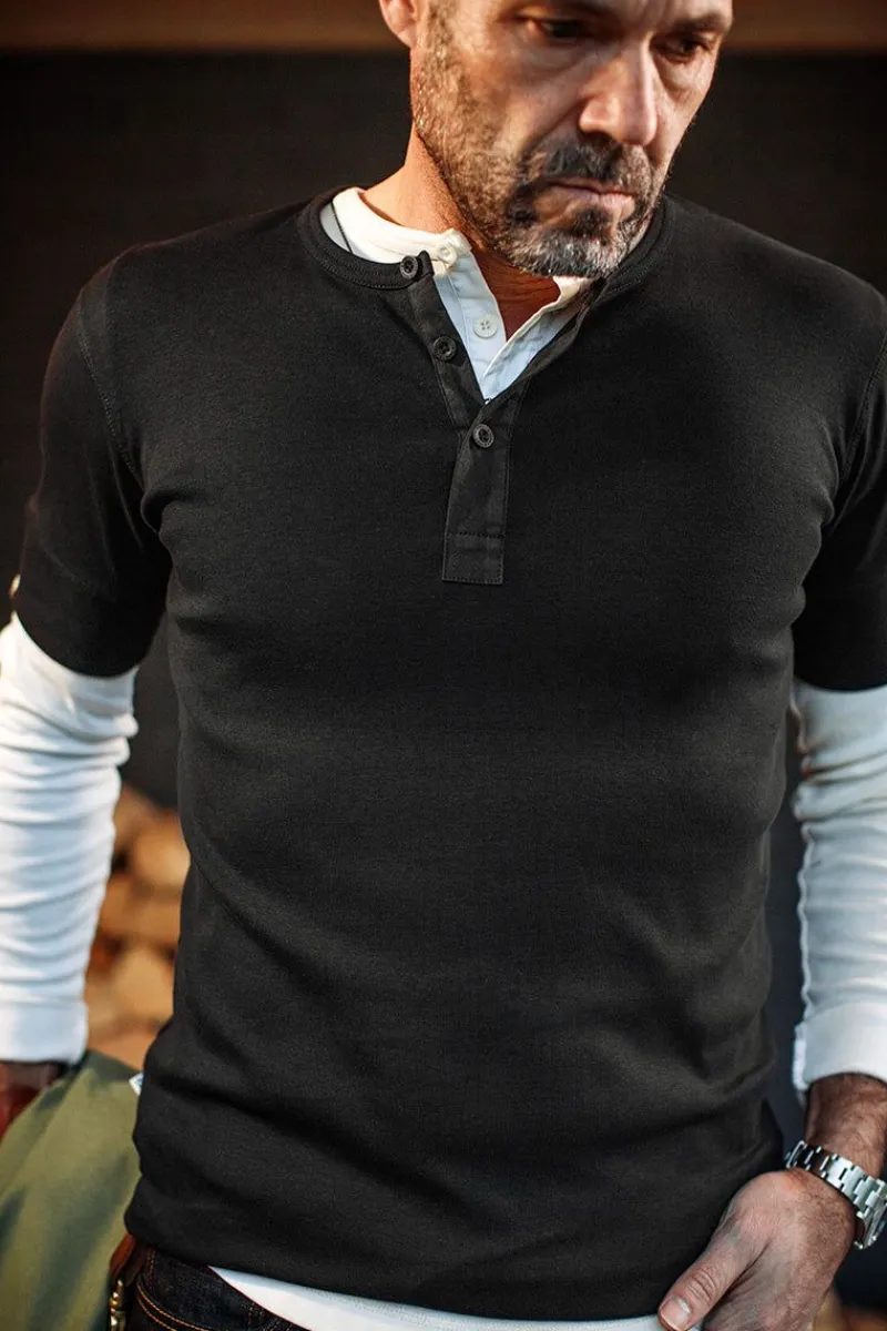 &SONS The New Elder Henley Short Sleeve Shirt Black Online