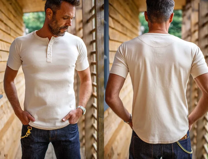 &SONS The New Elder Henley Short Sleeve Shirt Raw Cheap