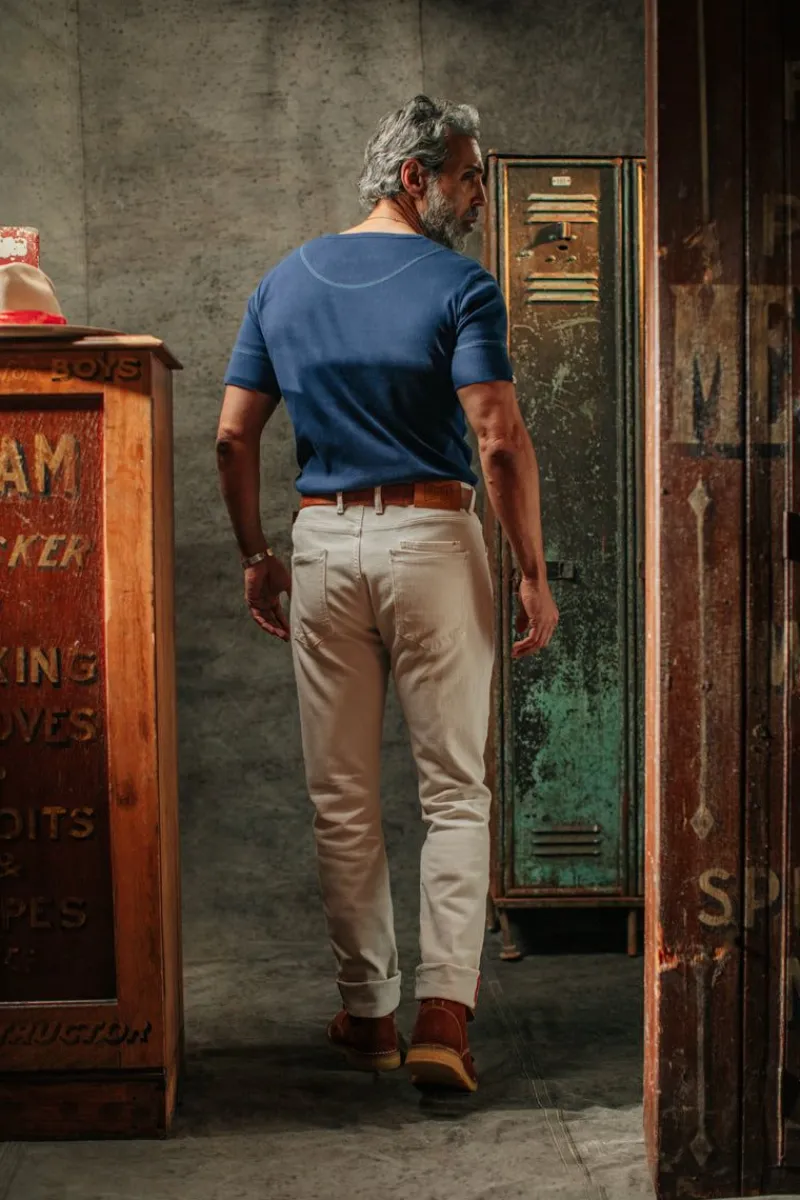&SONS The New Elder Henley Short Sleeve Shirt Indigo Outlet