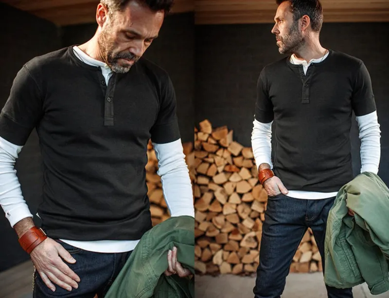 &SONS The New Elder Henley Short Sleeve Shirt Black Online