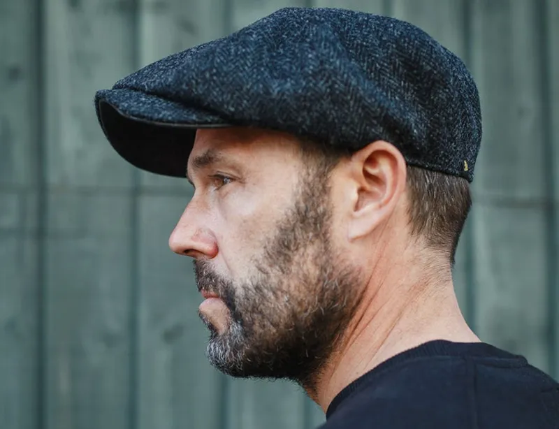 &SONS Thompson Baker Boy Hat- Black Herringbone Best