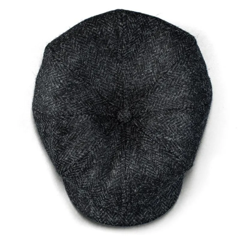 &SONS Thompson Baker Boy Hat- Black Herringbone Best
