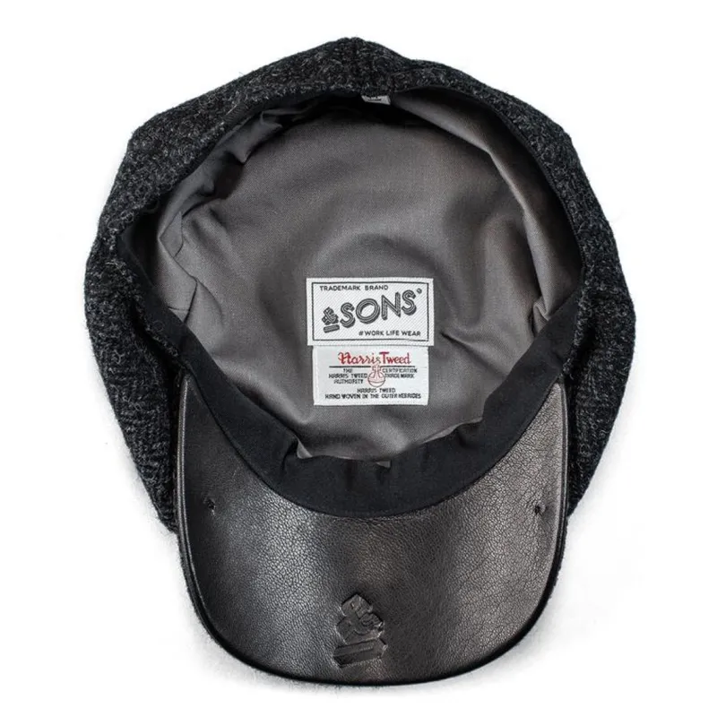 &SONS Thompson Baker Boy Hat- Black Herringbone Best