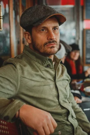 &SONS Thompson Baker Boy Hat- Grey Herringbone Clearance