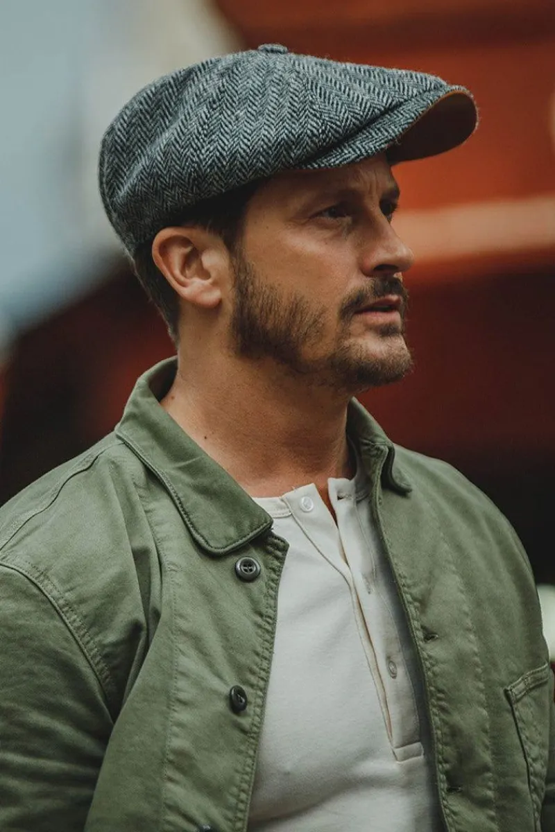 &SONS Thompson Baker Boy Hat- Grey Herringbone Clearance