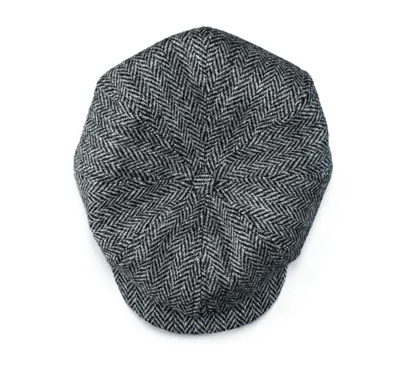 &SONS Thompson Baker Boy Hat- Grey Herringbone Clearance