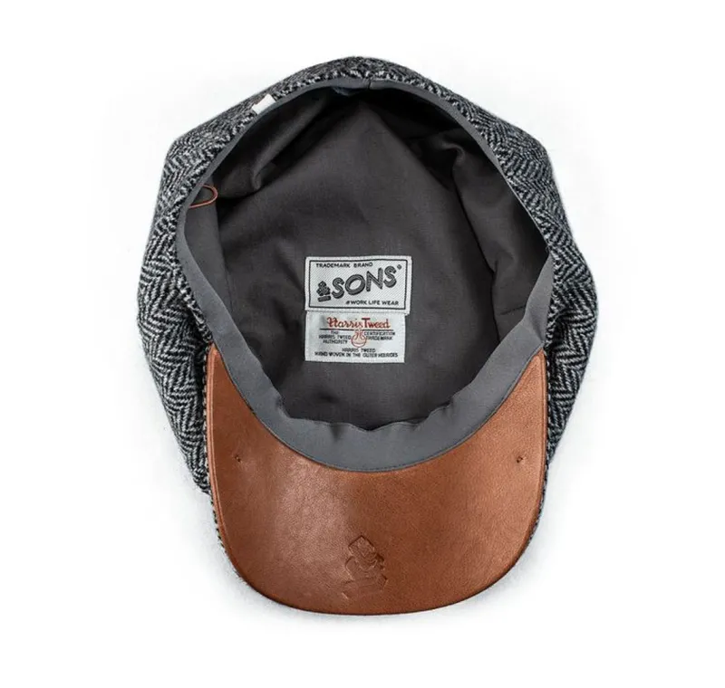 &SONS Thompson Baker Boy Hat- Grey Herringbone Clearance