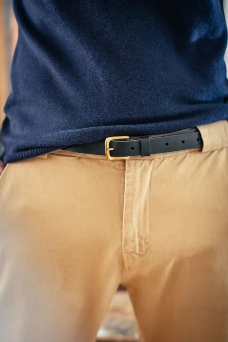 &SONS Virgil Thin Black Leather Belt Sale