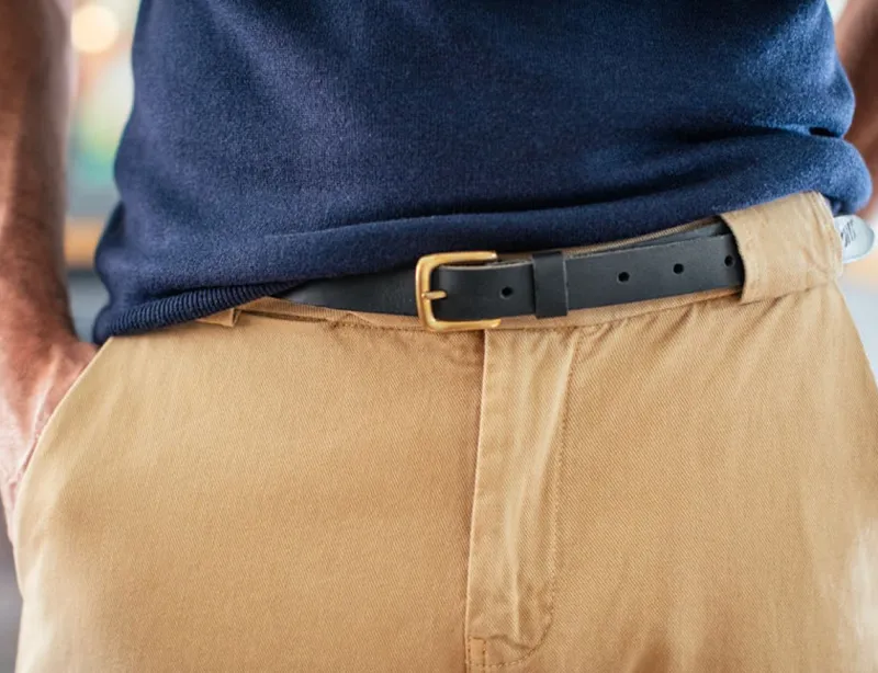 &SONS Virgil Thin Black Leather Belt Sale