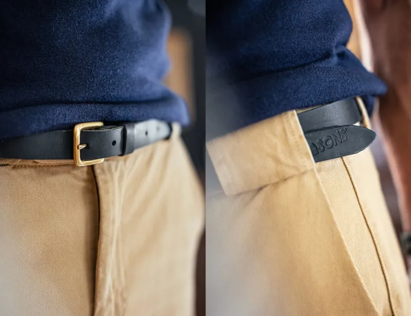 &SONS Virgil Thin Black Leather Belt Sale