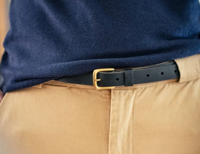 &SONS Virgil Thin Black Leather Belt Sale