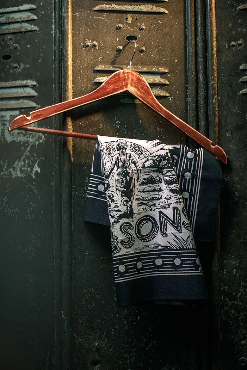 &SONS Woodcut Bandana Black Cheap
