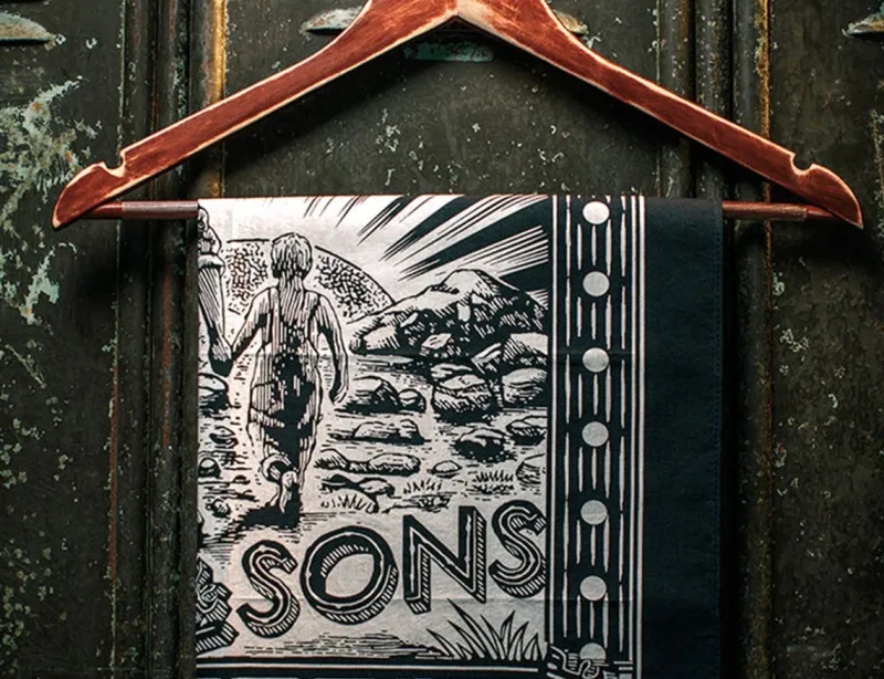 &SONS Woodcut Bandana Black Cheap