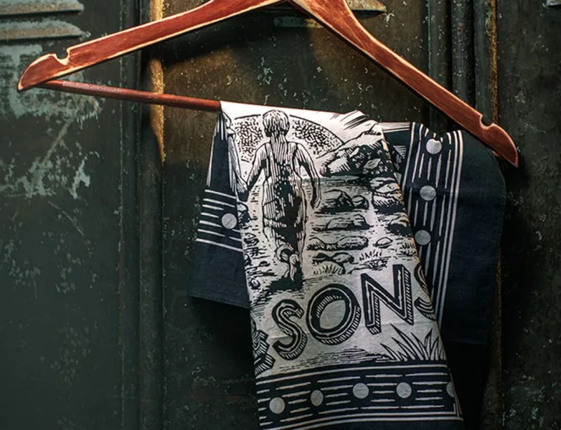 &SONS Woodcut Bandana Black Cheap