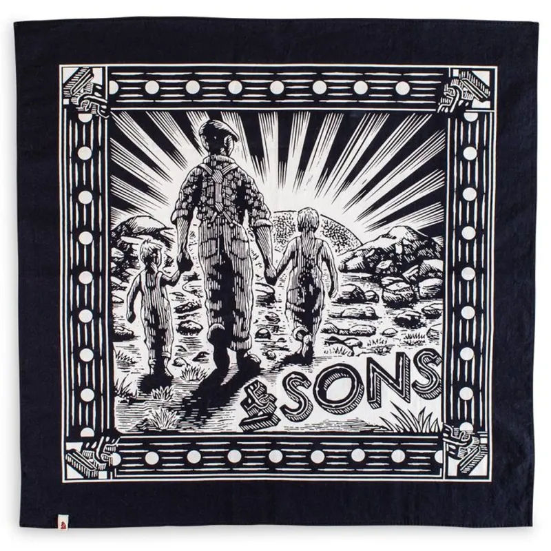 &SONS Woodcut Bandana Black Cheap