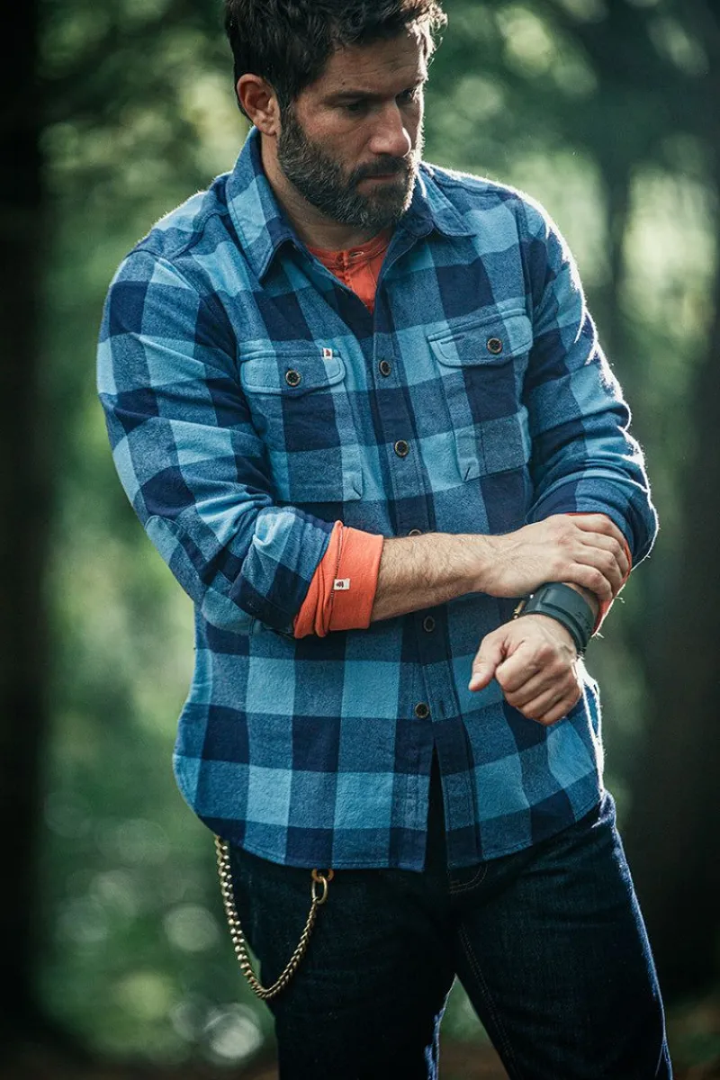 &SONS Yukon Flannel Field Shirt Blue Cheap